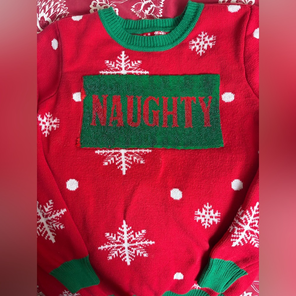 Festive Men’s S or Women’s M Red and Green Crewneck Sweater perfect like new.